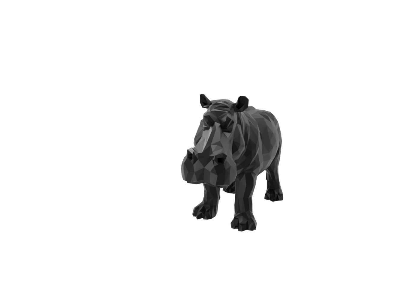 Hippopotamus Animal Low Poly 3D print model_1