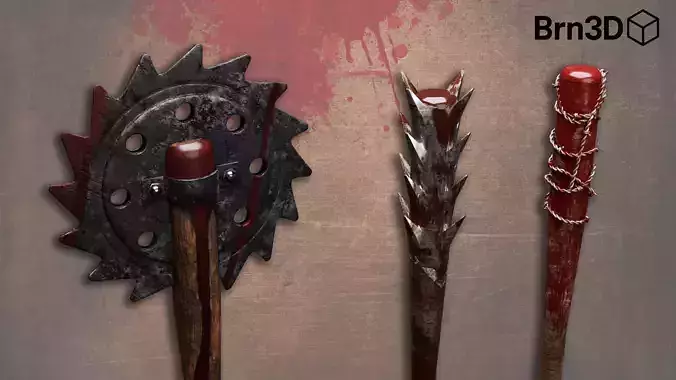 Bloody Melee Weapons - Axe Mace Bat