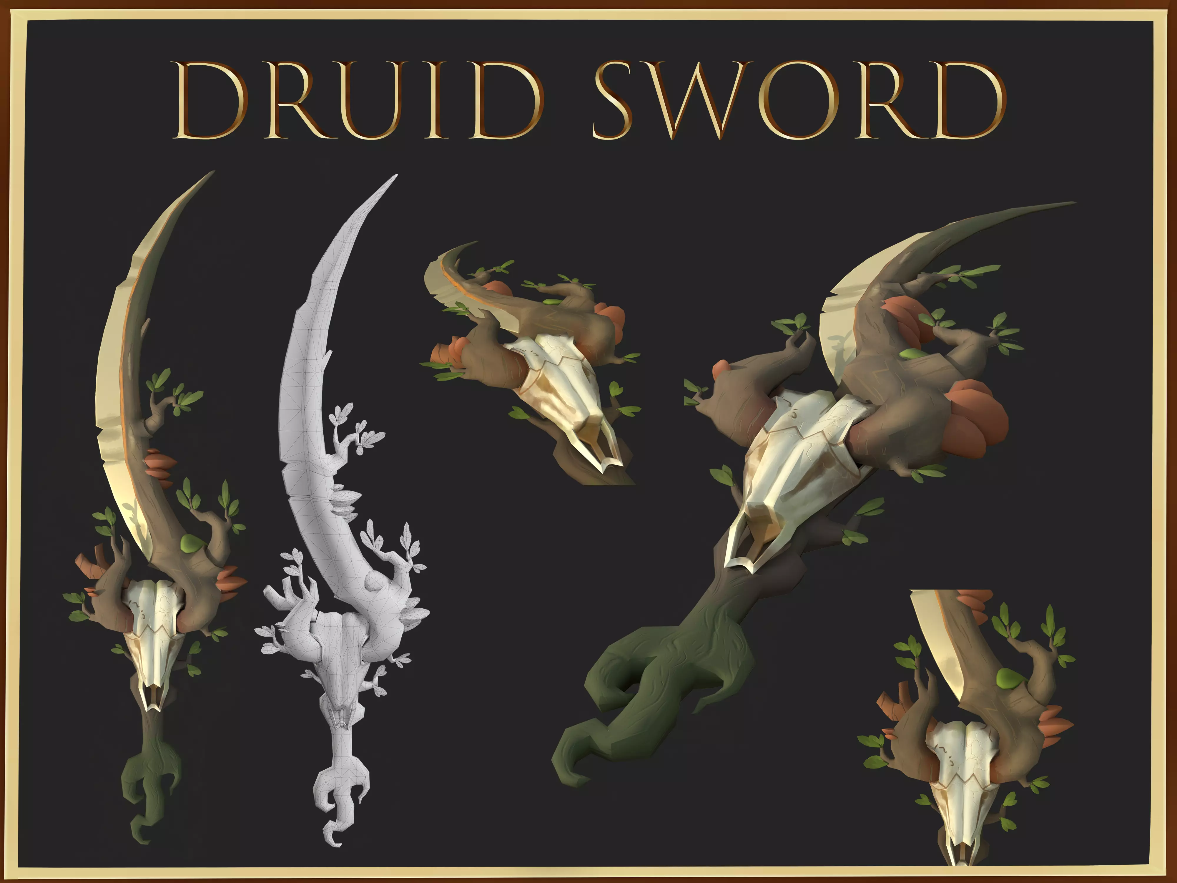 Druid Sword Low-poly 3D model_0