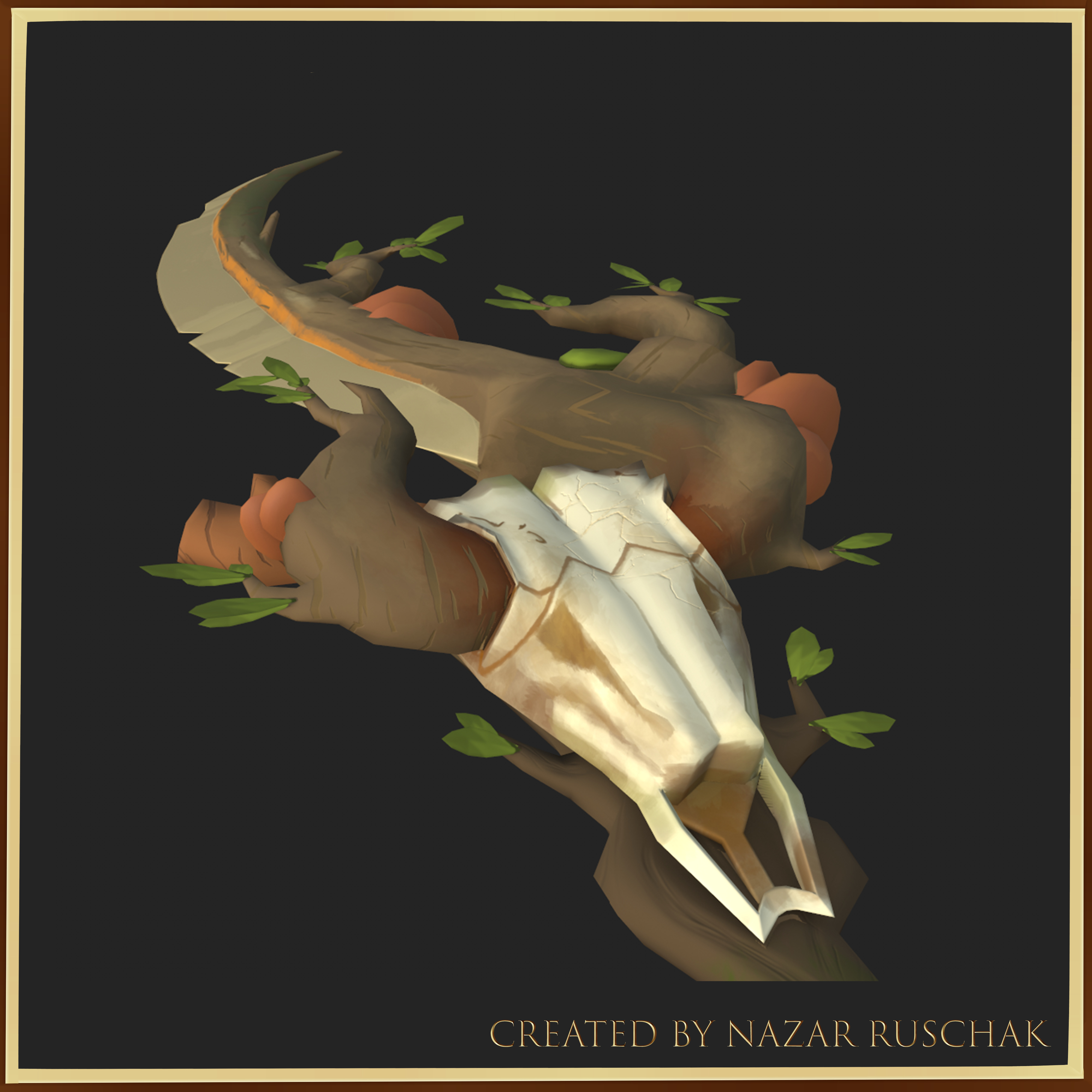 Druid Sword Low-poly 3D model_4