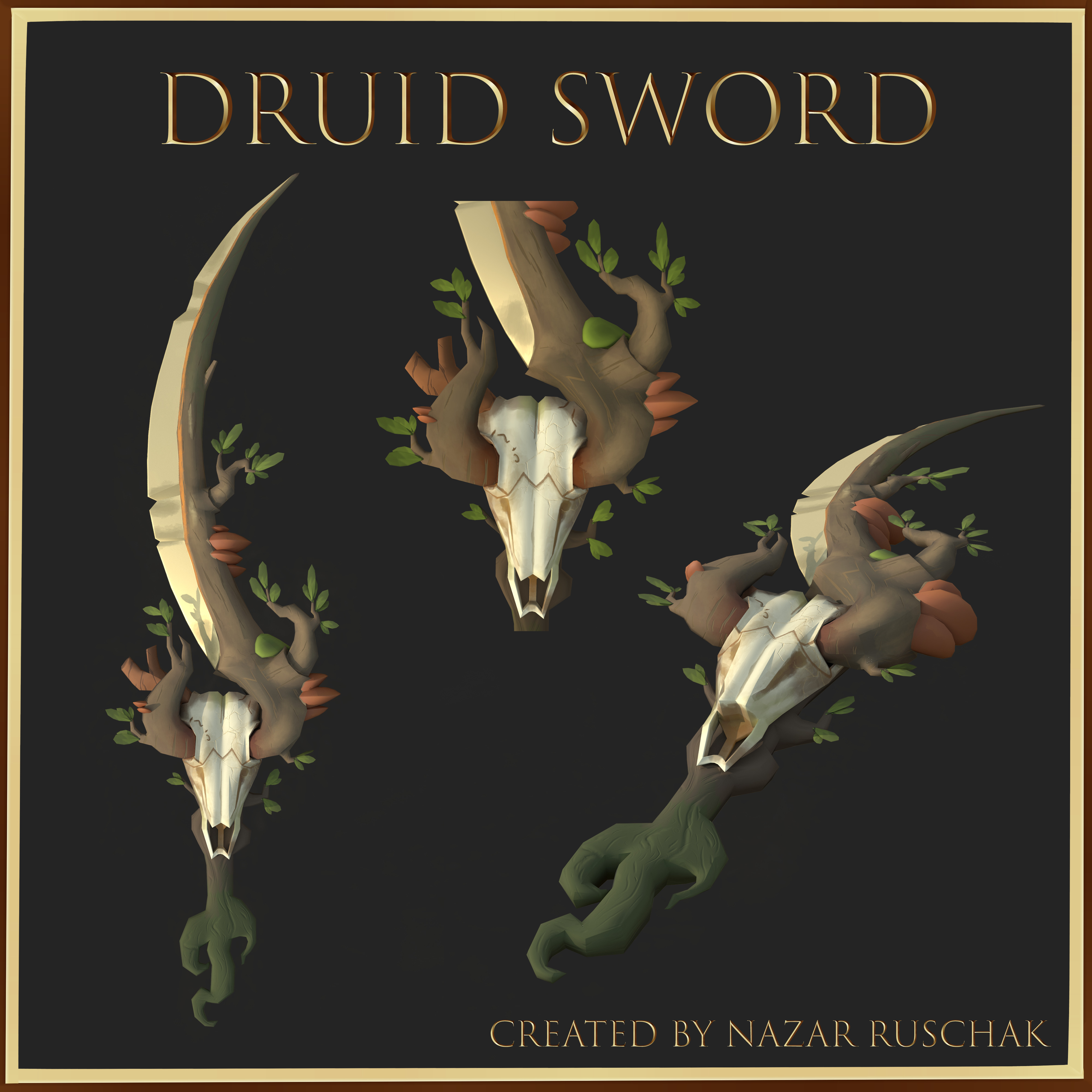 Druid Sword Low-poly 3D model_1
