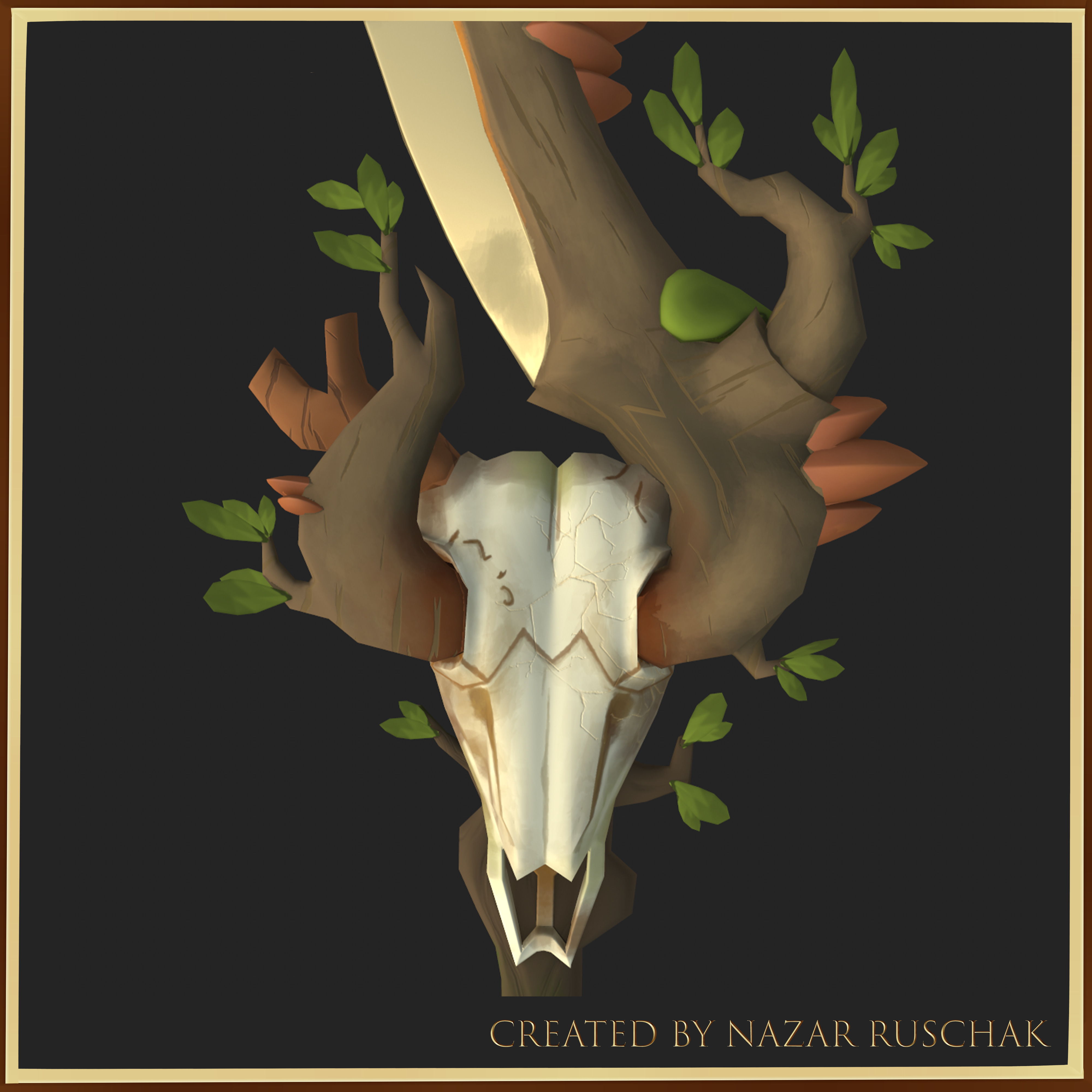 Druid Sword Low-poly 3D model_5