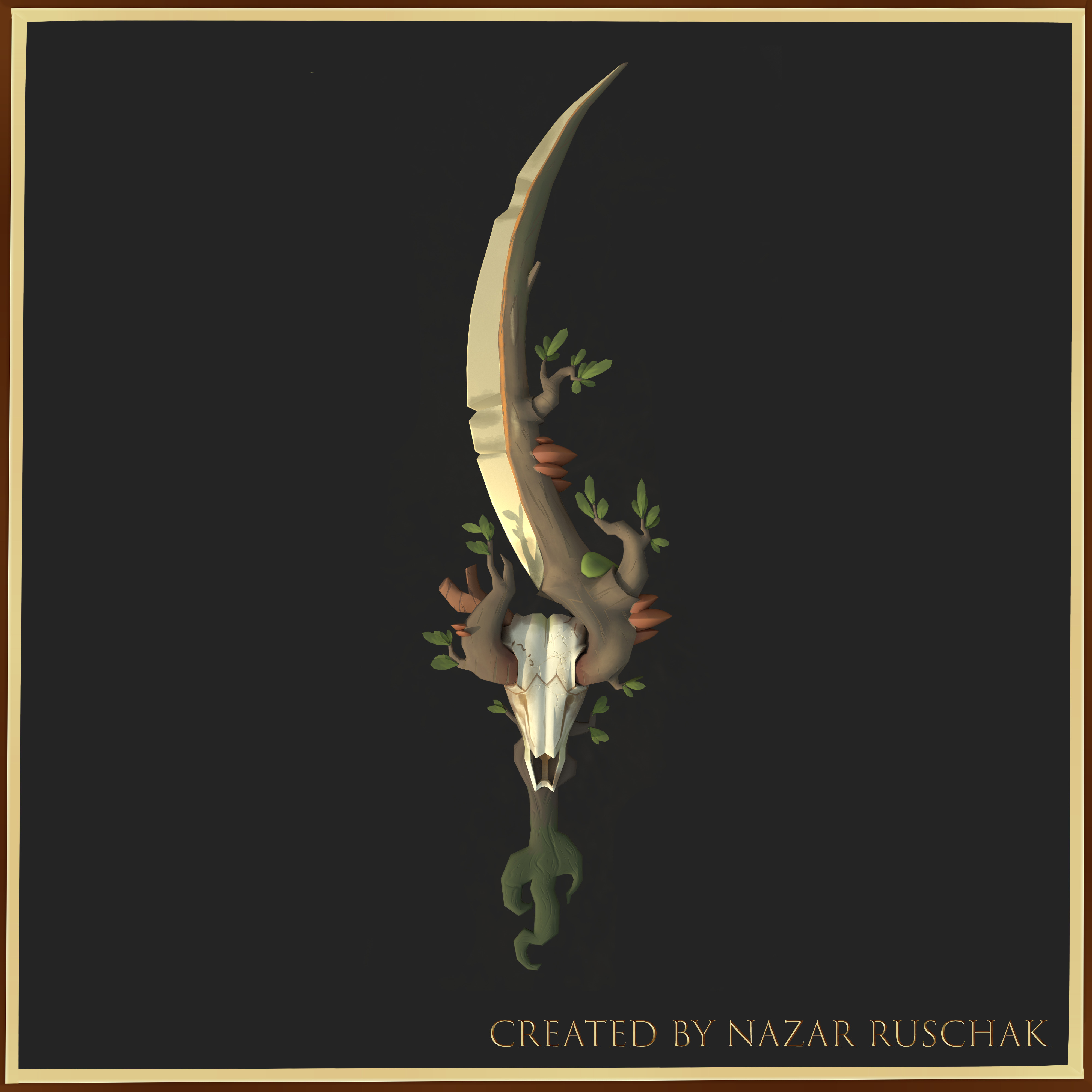 Druid Sword Low-poly 3D model_2