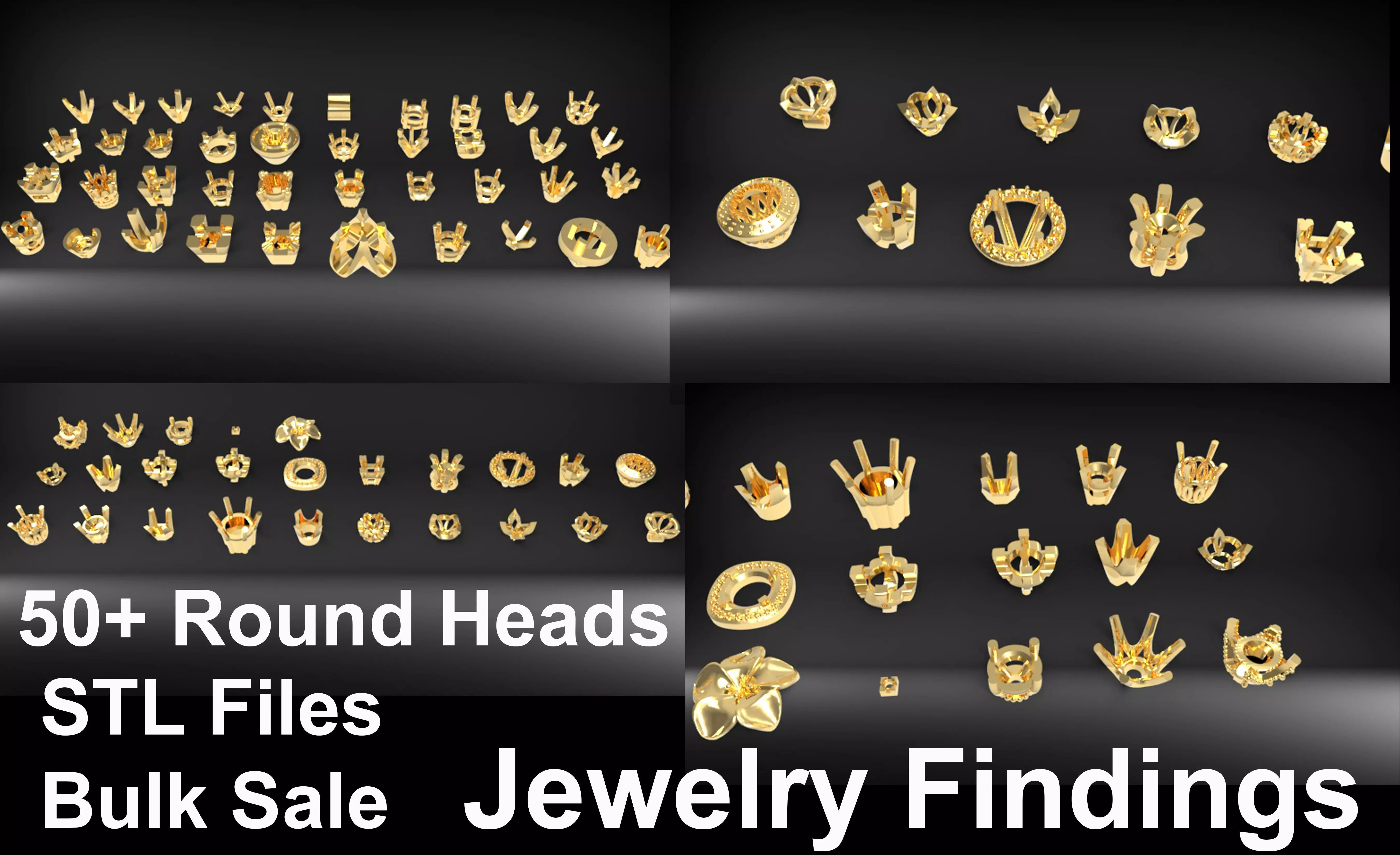 Various Round Heads Findings Earrings nose rings styles 3D print model