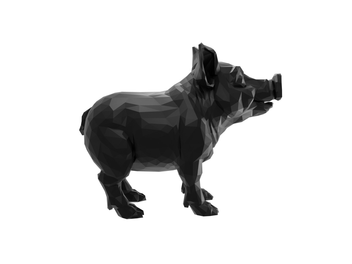 Pig Animal Low Poly 3D print model_2
