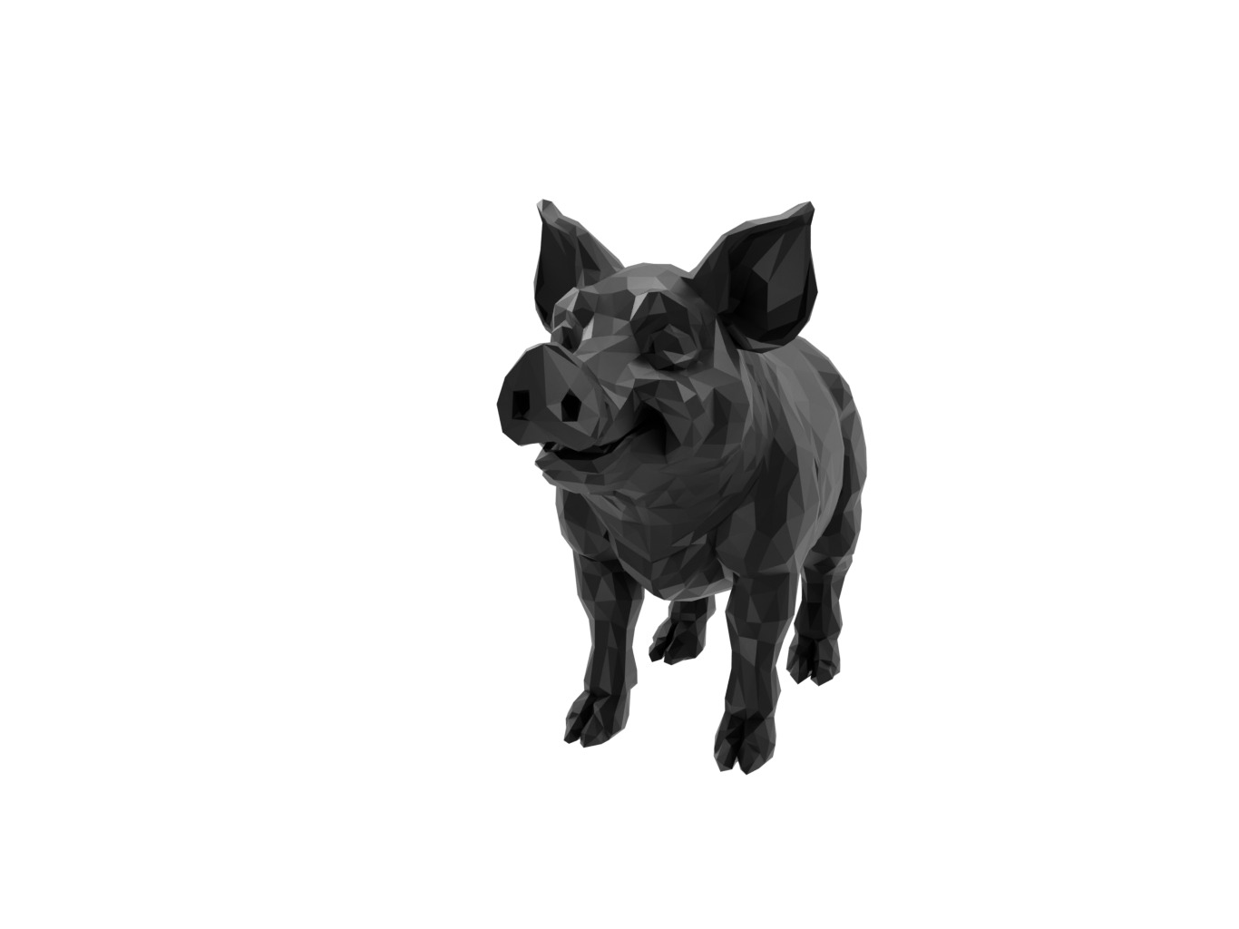 Pig Animal Low Poly 3D print model_1