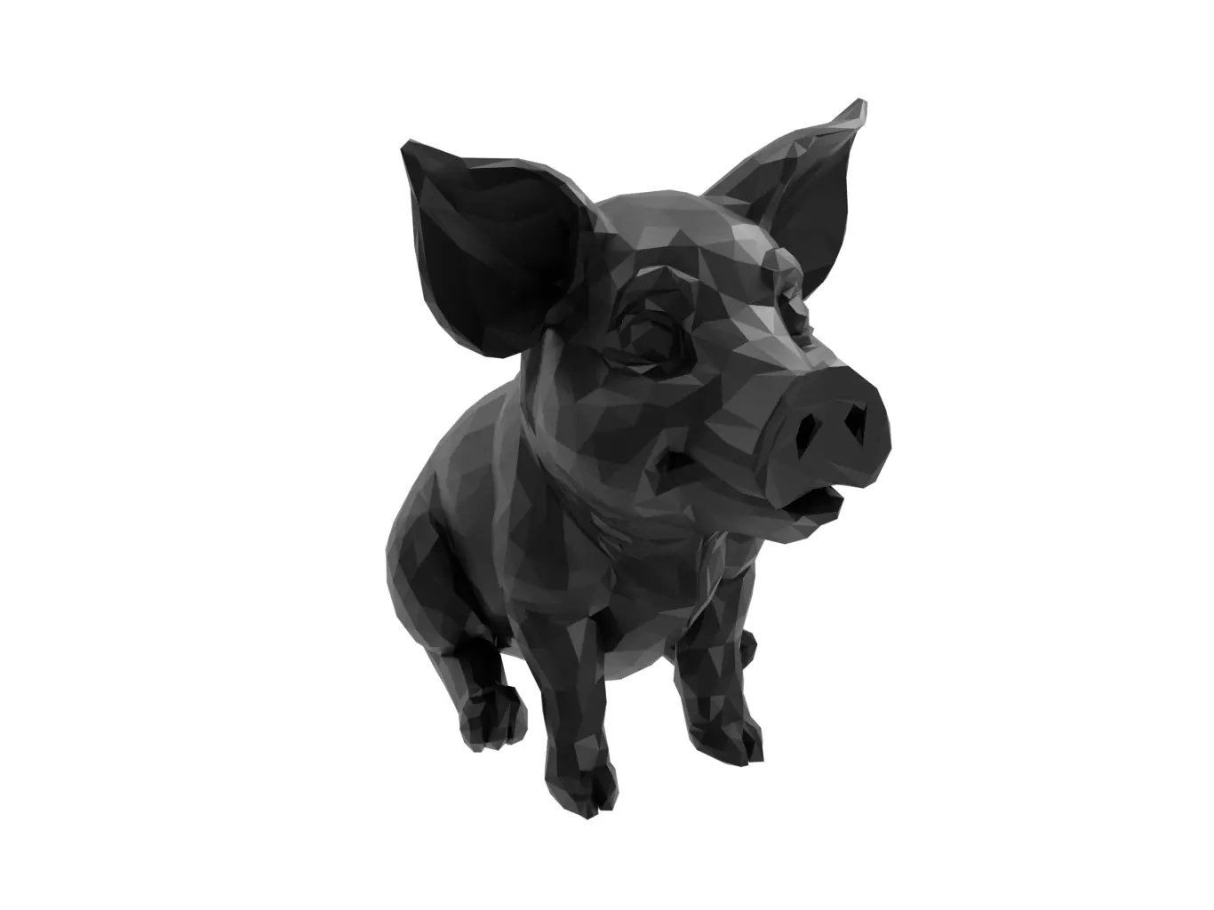 Pig Animal Low Poly 3D print model_0
