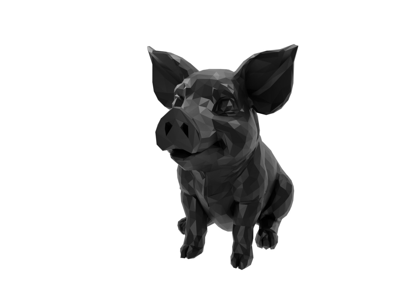 Pig Animal Low Poly 3D print model_1