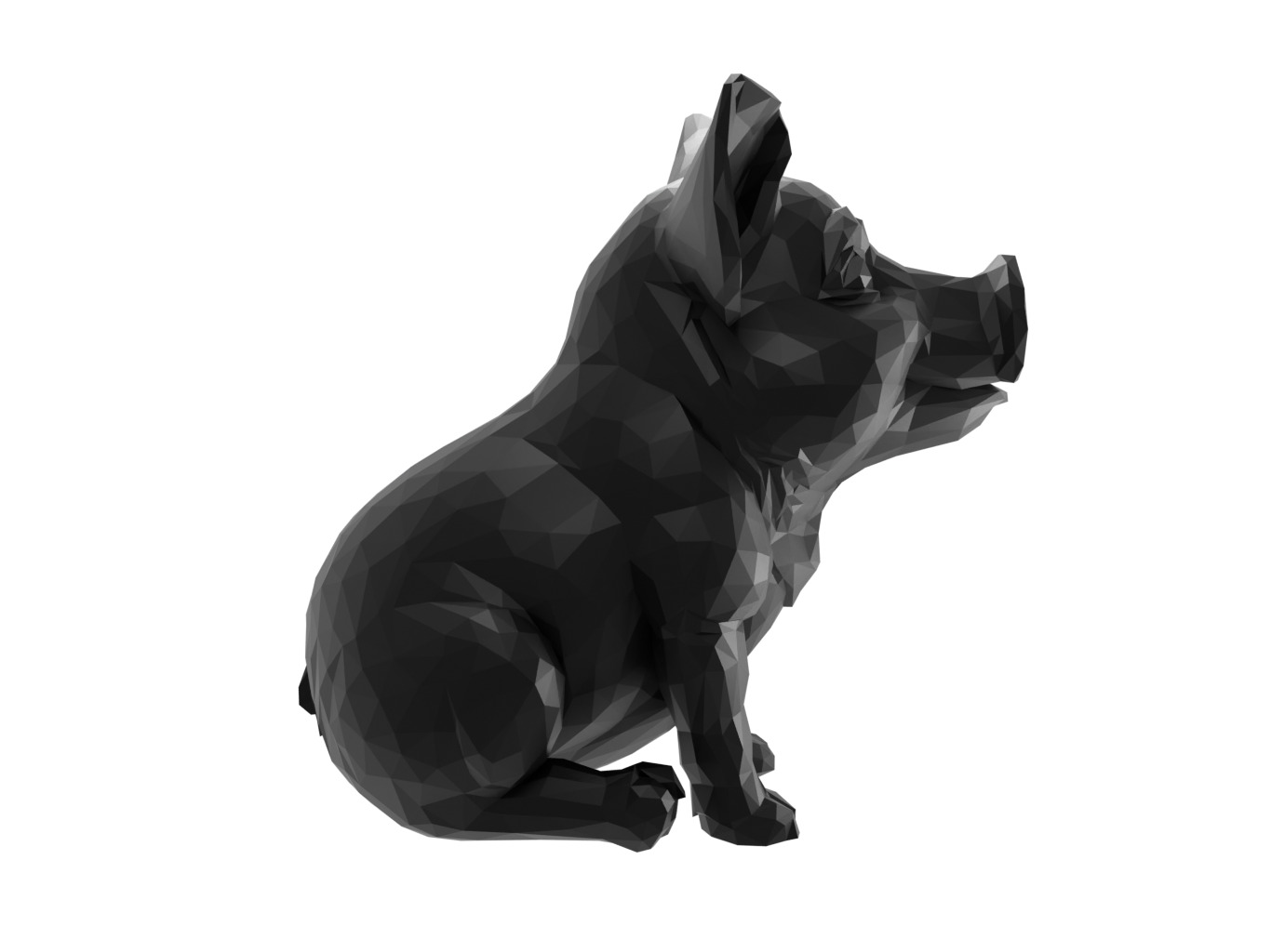 Pig Animal Low Poly 3D print model_2