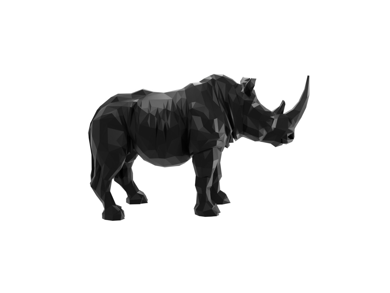 Rhinoceros Animal Low Poly 3D print model_2