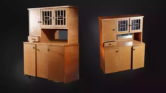 Soviet Vintage Kitchen Cabinet Low-poly 3D model