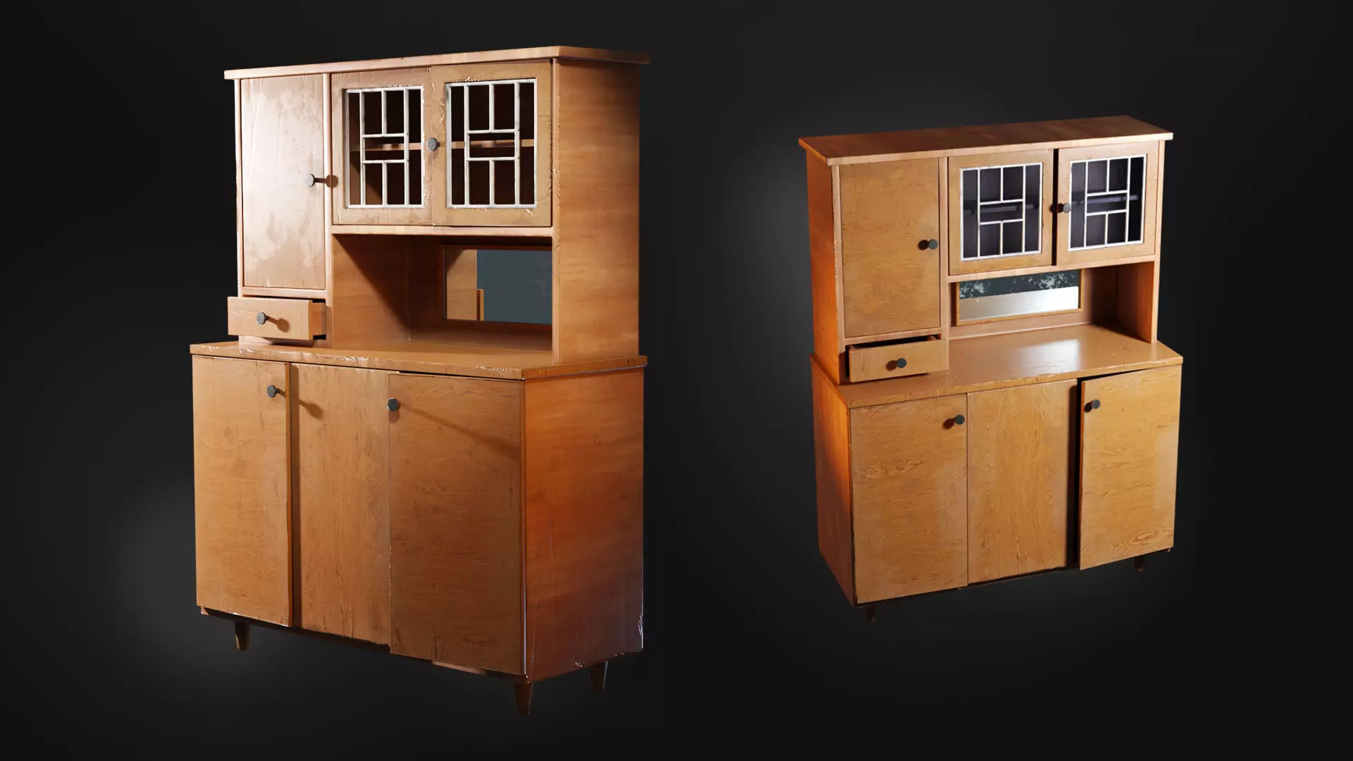 Soviet Vintage Kitchen Cabinet Low-poly 3D model_0