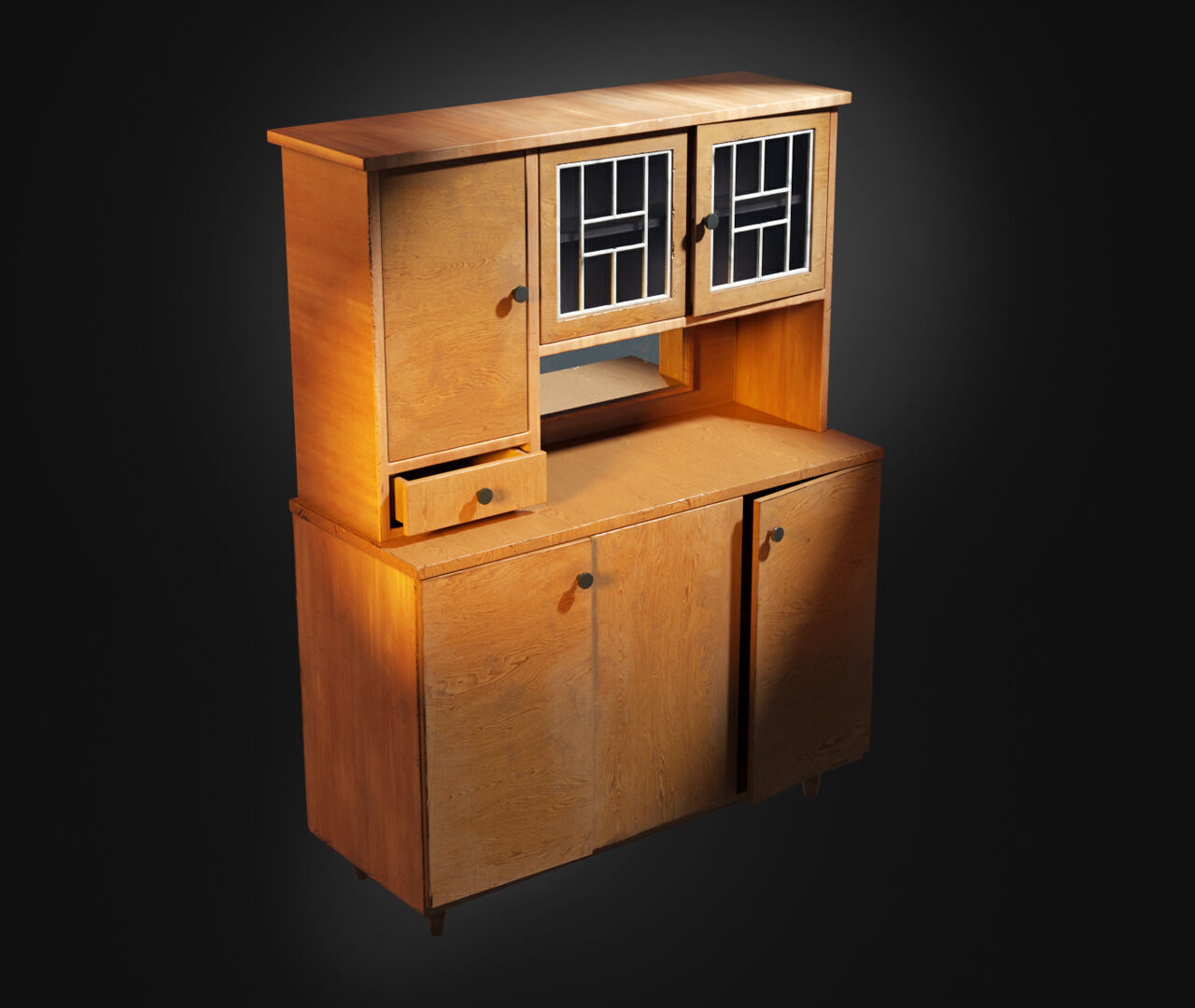 Soviet Vintage Kitchen Cabinet Low-poly 3D model_1