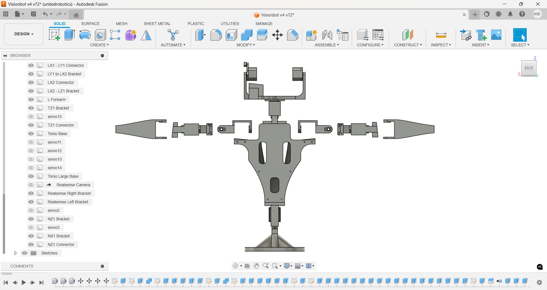 Humanoid Robot modular with Head Arms Rotating Torso 3D print model_7