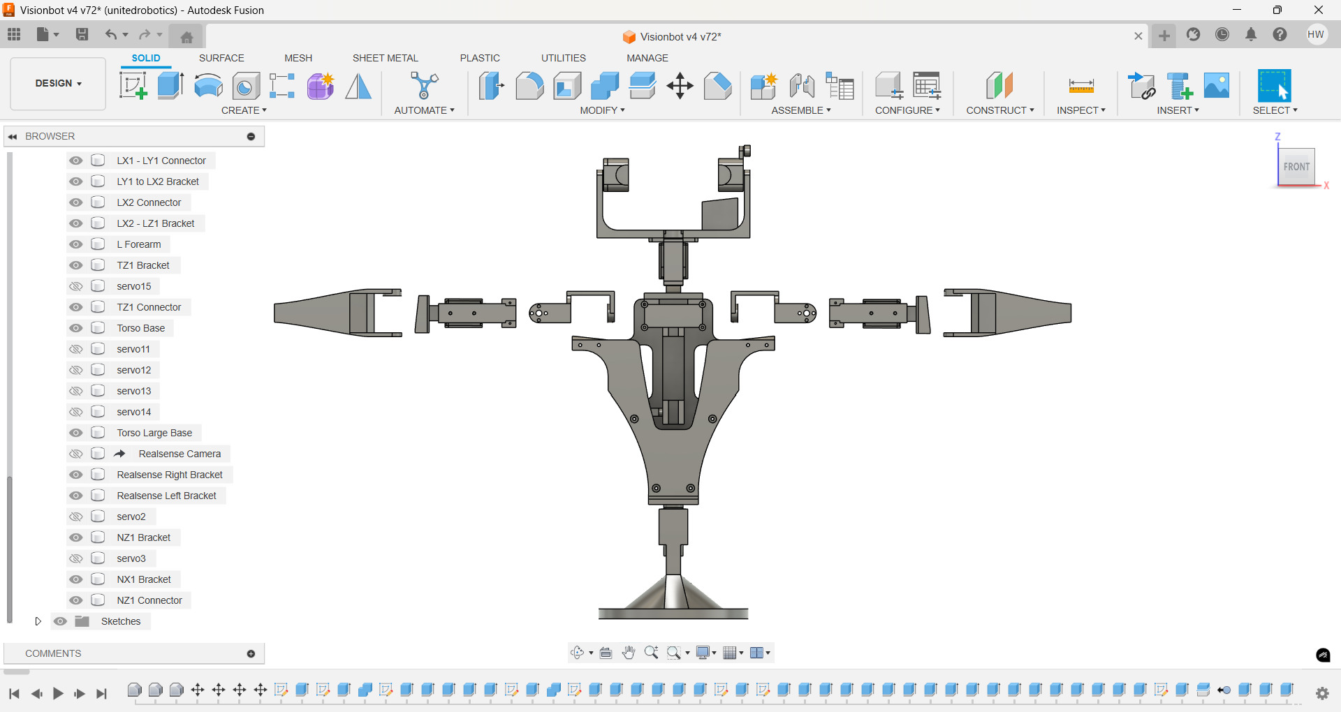Humanoid Robot modular with Head Arms Rotating Torso 3D print model_4