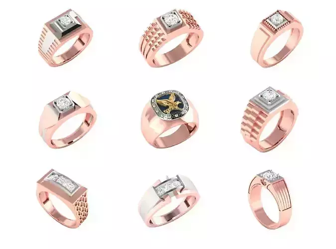 57 Gents Mens Diamond Band Ring 3dm render 3D print model