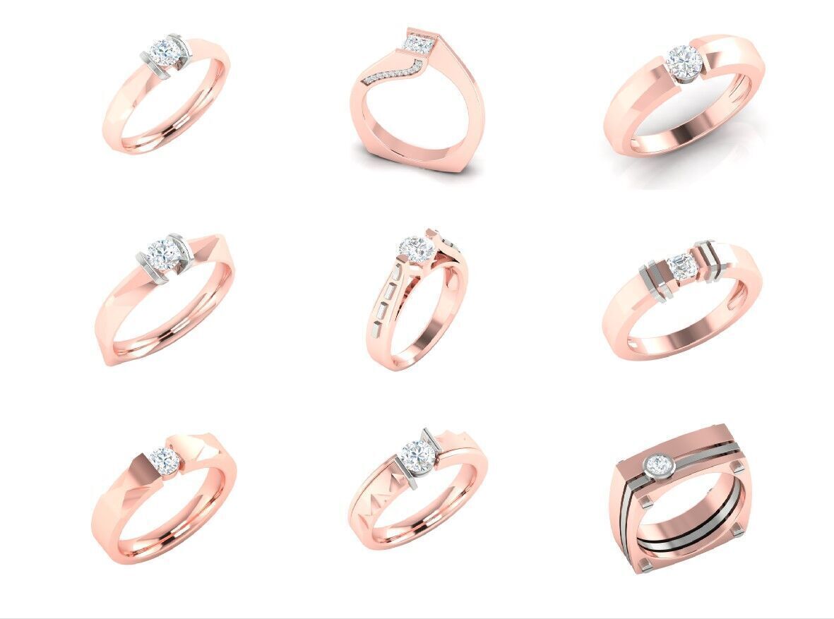 57 Gents Mens Diamond Band Ring 3dm render 3D print model_4