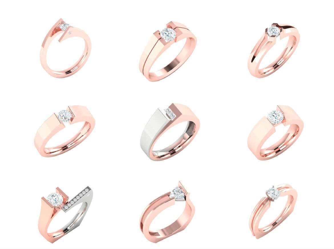 57 Gents Mens Diamond Band Ring 3dm render 3D print model_3