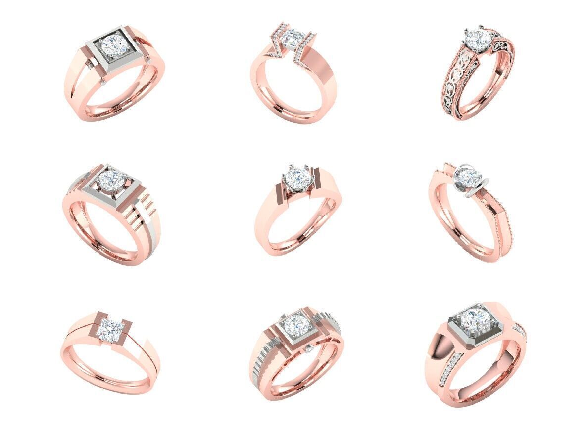 57 Gents Mens Diamond Band Ring 3dm render 3D print model_2