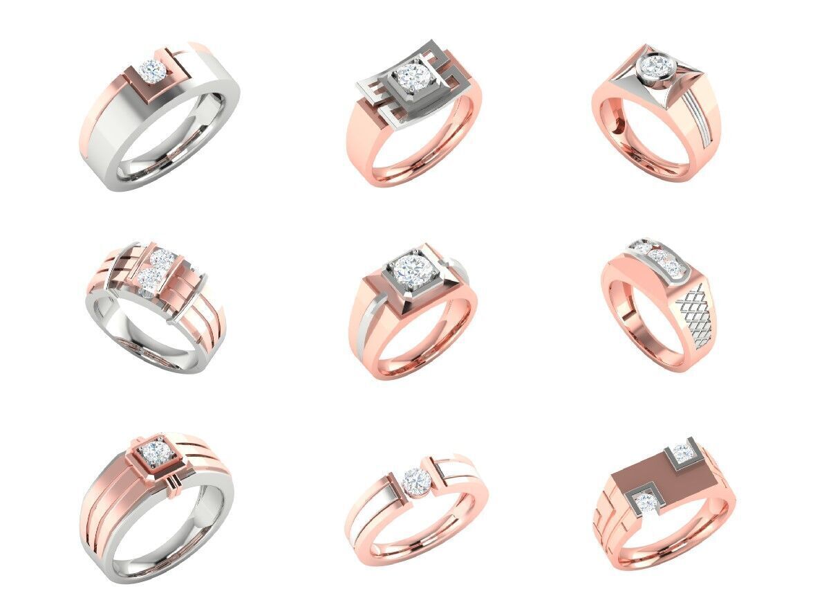 57 Gents Mens Diamond Band Ring 3dm render 3D print model_1
