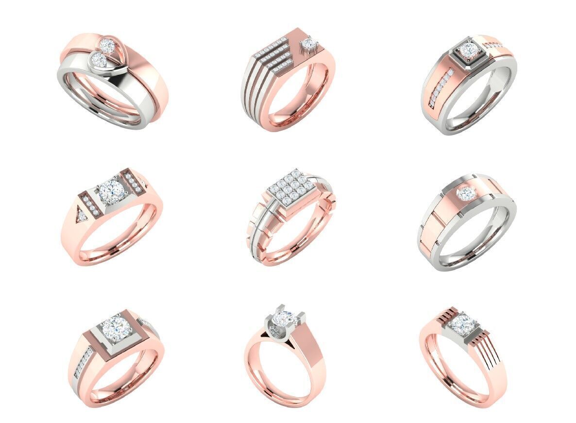 57 Gents Mens Diamond Band Ring 3dm render 3D print model_5