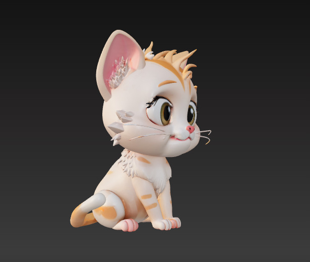 Floppy Mini Cats 3D Printable Cute Cat Figurines Set of 4 3D print model_11