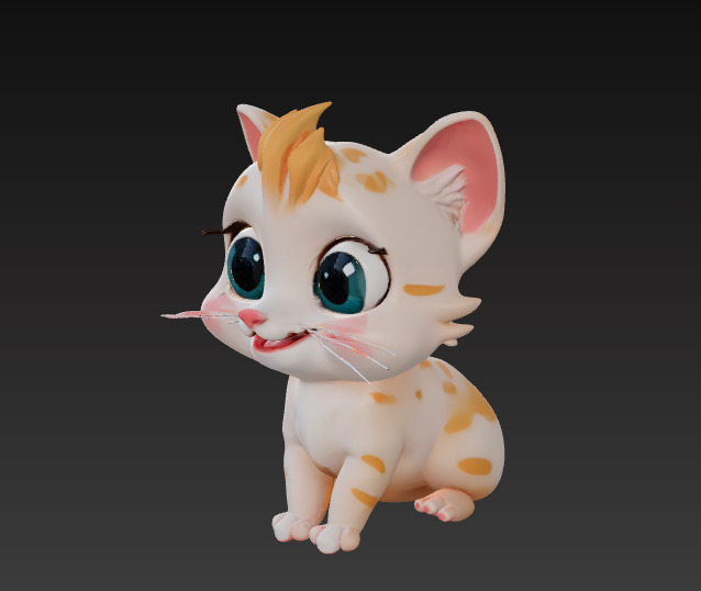 Floppy Mini Cats 3D Printable Cute Cat Figurines Set of 4 3D print model_16