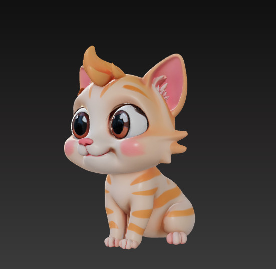 Floppy Mini Cats 3D Printable Cute Cat Figurines Set of 4 3D print model_5