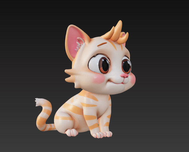 Floppy Mini Cats 3D Printable Cute Cat Figurines Set of 4 3D print model_6