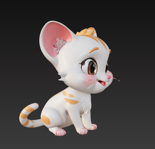 Floppy Mini Cats 3D Printable Cute Cat Figurines Set of 4 3D print model_1