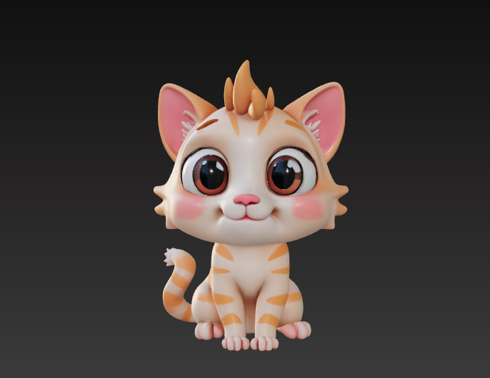 Floppy Mini Cats 3D Printable Cute Cat Figurines Set of 4 3D print model_4