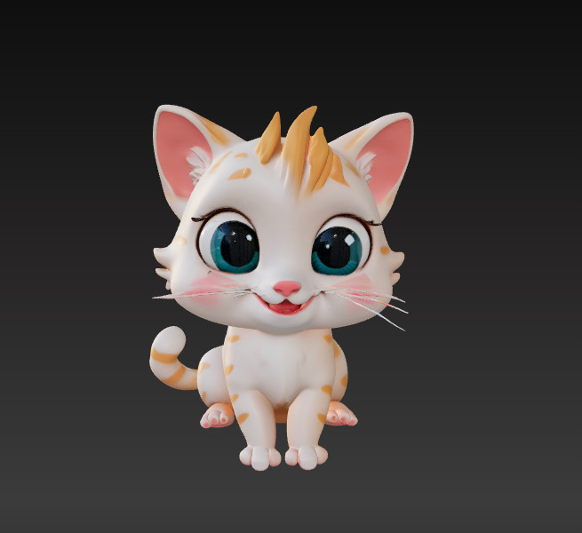 Floppy Mini Cats 3D Printable Cute Cat Figurines Set of 4 3D print model_14