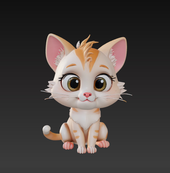 Floppy Mini Cats 3D Printable Cute Cat Figurines Set of 4 3D print model_9