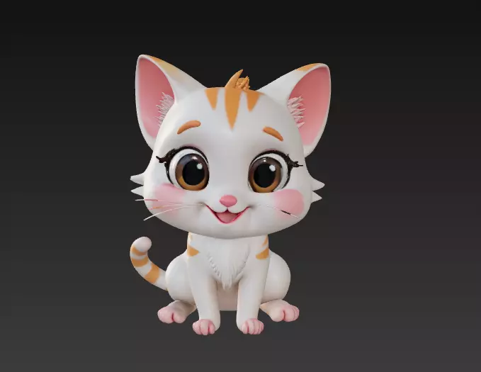 Floppy Mini Cats 3D Printable Cute Cat Figurines Set of 4 3D print model_0