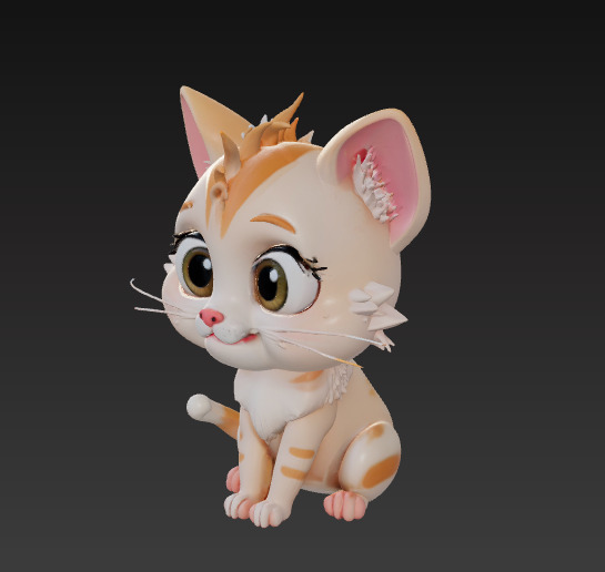 Floppy Mini Cats 3D Printable Cute Cat Figurines Set of 4 3D print model_10