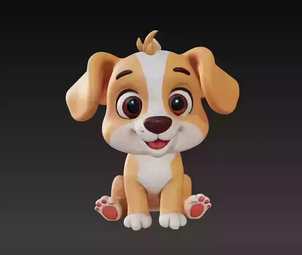 Floppy Dog 3D Printable Cute Puppy Figurine Lazy Pose Dog Model