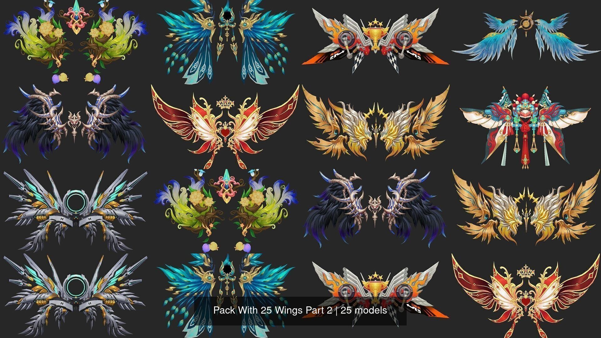 Pack With 25 Wings Part 2 3D Model Collection_2
