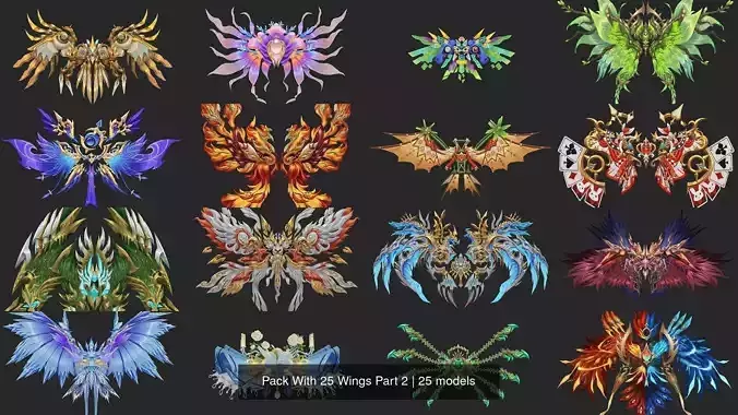 Pack With 25 Wings Part 2 3D Model Collection Pack With 25 Wings Part 2 3D Model Collection