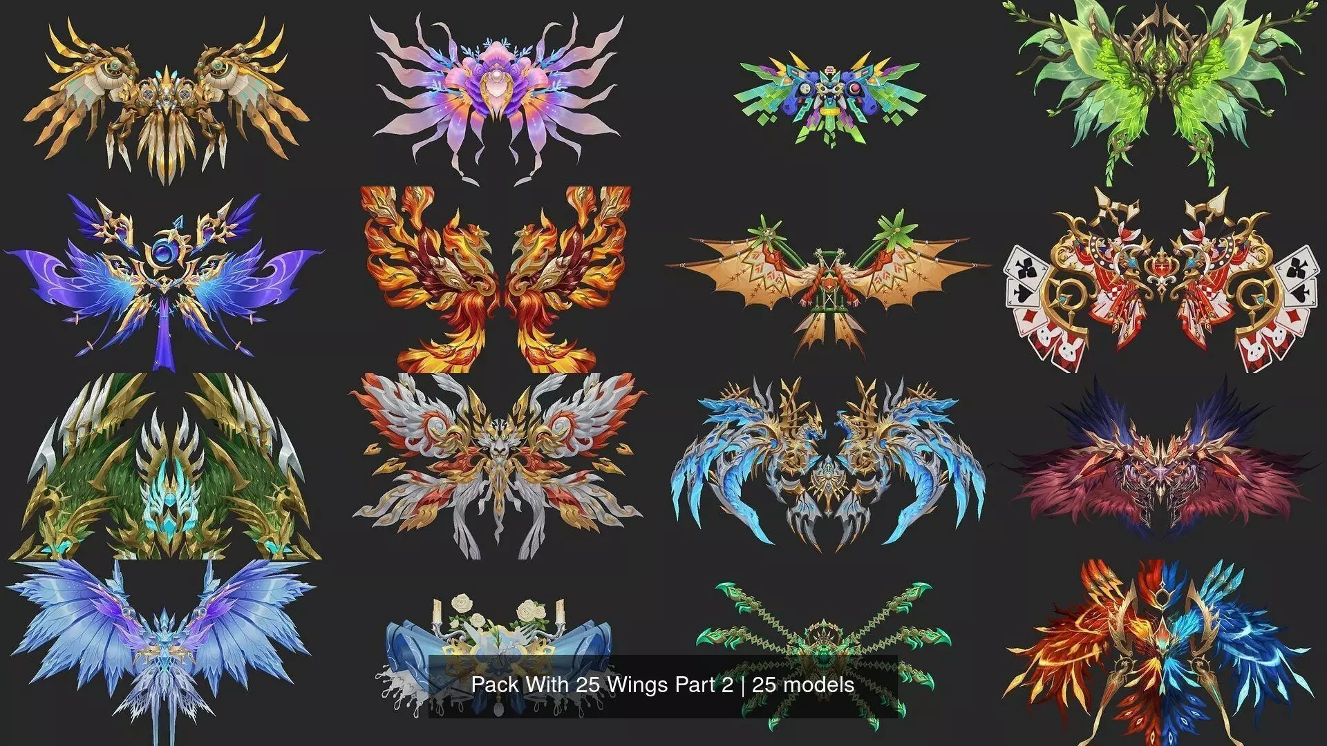 Pack With 25 Wings Part 2 3D Model Collection_0