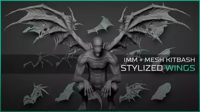 Stylized Wings - 15 Insert mesh Zbrush