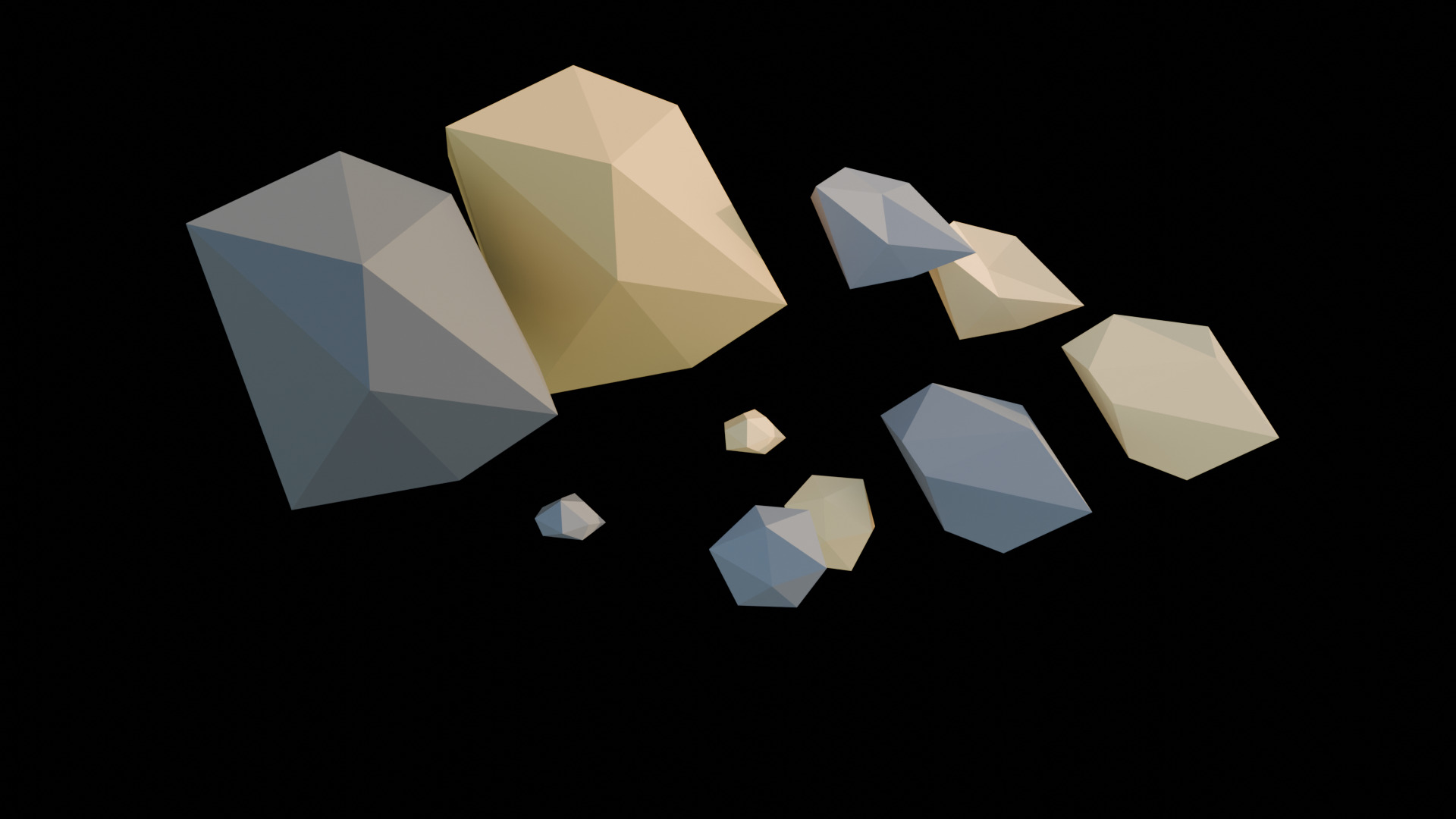 Low poly rock set 3d asset Low-poly 3D model_3