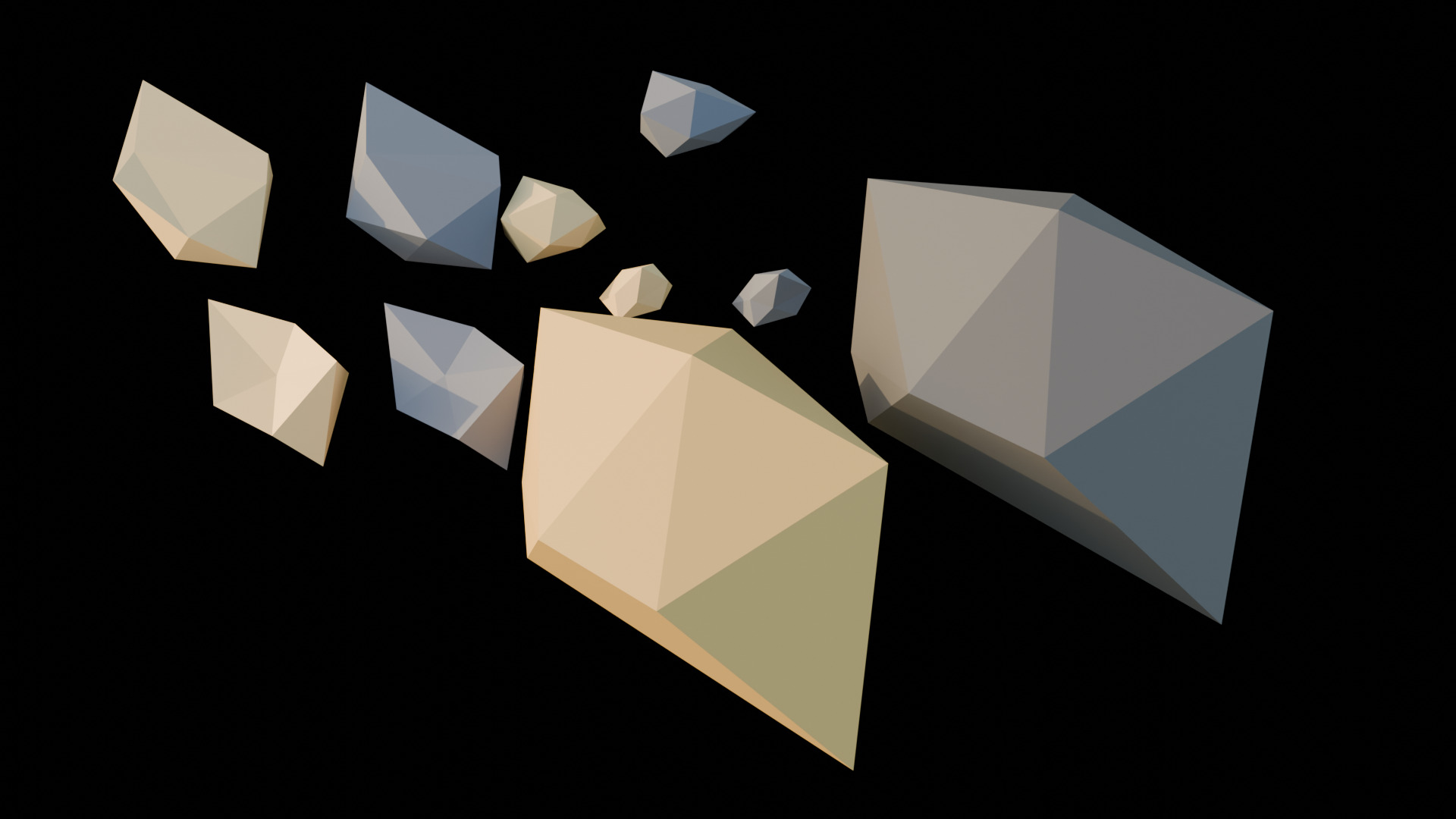 Low poly rock set 3d asset Low-poly 3D model_1