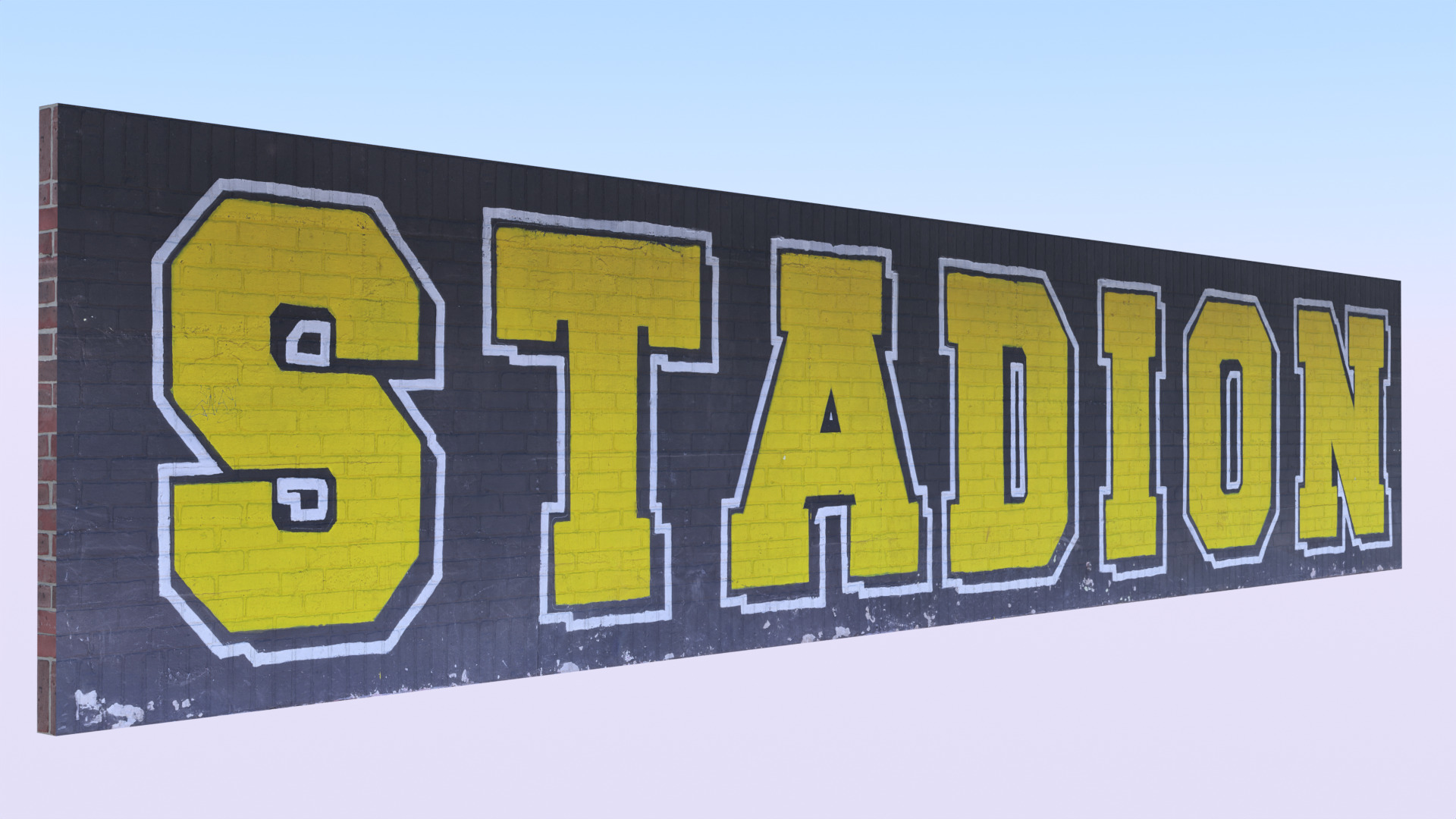 Graffiti brick wall PBR II 3D model_1