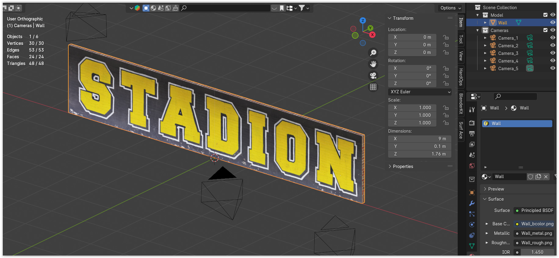 Graffiti brick wall PBR II 3D model_9