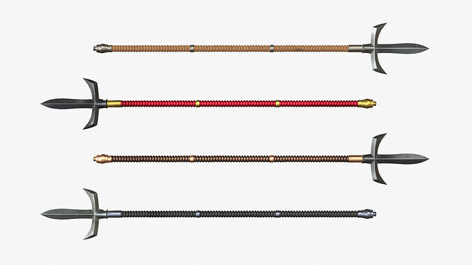 Japanese Spear Jumonja Yari 4 colors 3D model