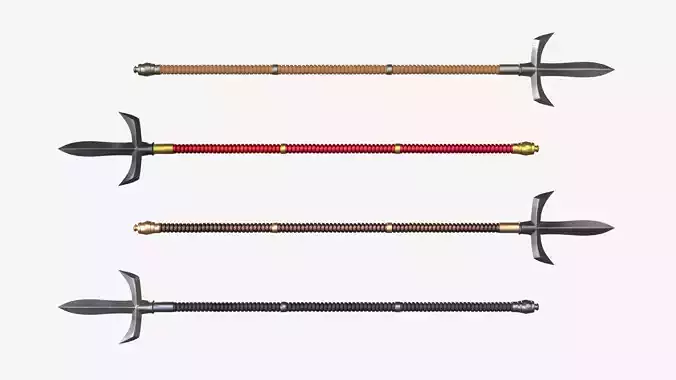 Japanese Spear Jumonja Yari 4 colors 3D model