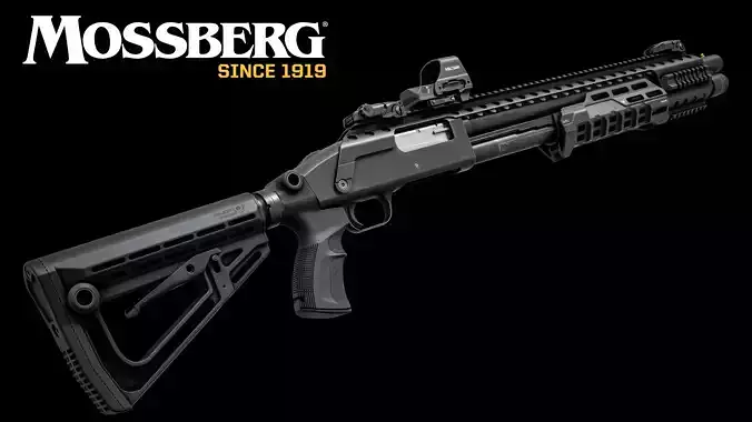 Shotgun Mossberg - Model and Textures Low-poly 3D model Free low-poly 3D model