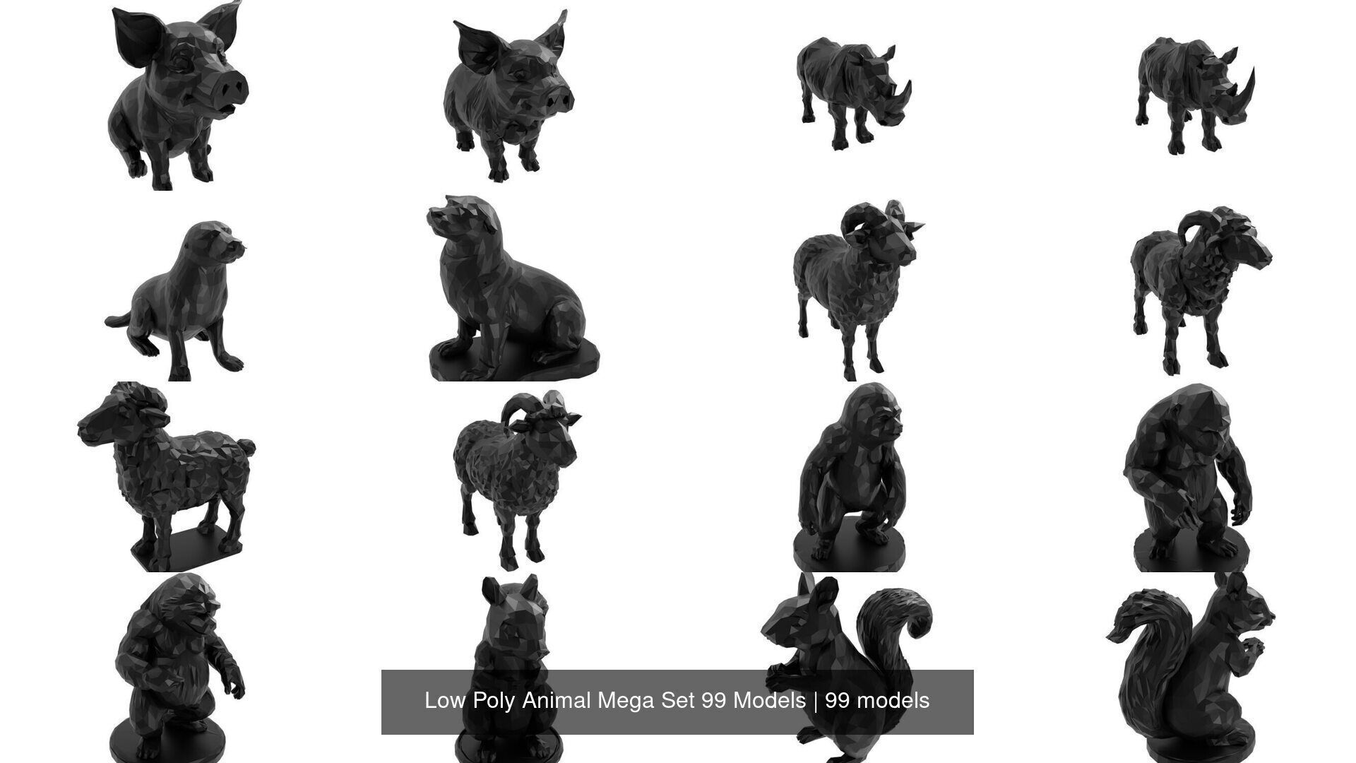 Low Poly Animal Mega Set 99 Models 3D Model Collection_10