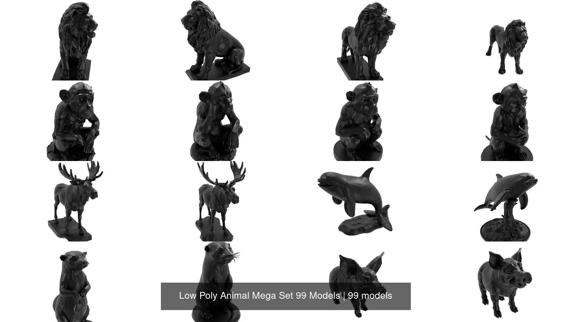 Low Poly Animal Mega Set 99 Models 3D Model Collection_8