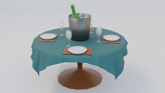 Elegant Dining Table Setup  Complete 3D Scene Low-poly 3D model